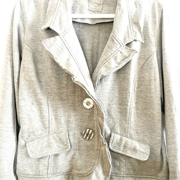MiFresia Ruffle Blazer-style Sweatshirt with Buttons, Pockets, Grey, Medium - Picture 2 of 7